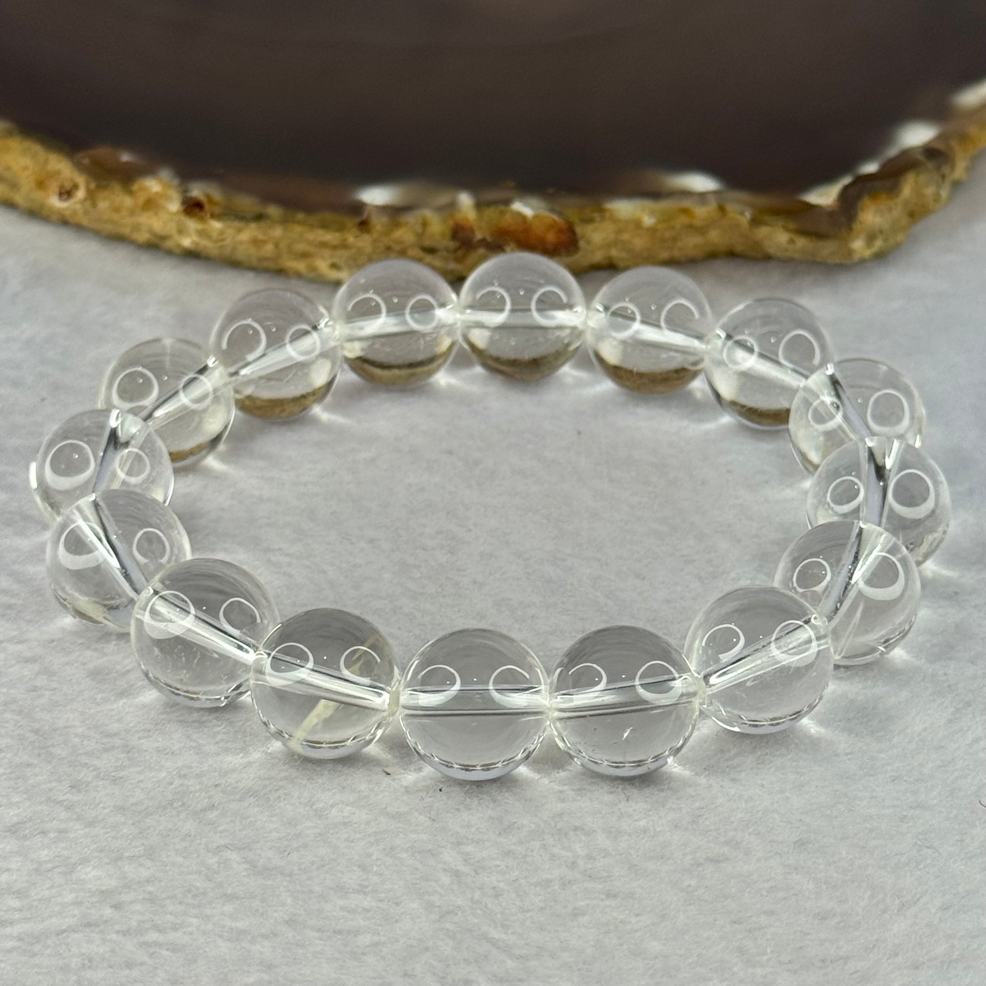 Natural Clear Quartz Beads Bracelet 天然白水晶手链 46.03g 17.5cm 12.9mm 16 Beads - Huangs Jadeite and Jewelry Pte Ltd