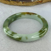 Type A Light Green and Moss Green and Brown Patches Jadeite Bangle 55.5mm 51.12g 10.6 by 9.0mm (Slight Internal Line) - Huangs Jadeite and Jewelry Pte Ltd