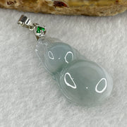 Natural Type A Semi Icy Lavender Jadeite Calabash Hulu Pendant in Stainless Steel Clasp 3.37g 29.3 by 15.6 by 5.1mm - Huangs Jadeite and Jewelry Pte Ltd