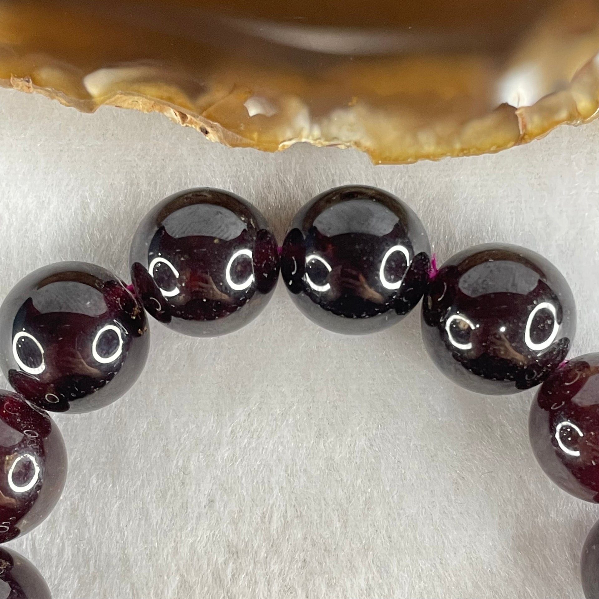 Natural Red Garnet Beads Bracelet 102.52g 17cm 15.8mm 14 Beads (1 Bead External Rough) - Huangs Jadeite and Jewelry Pte Ltd