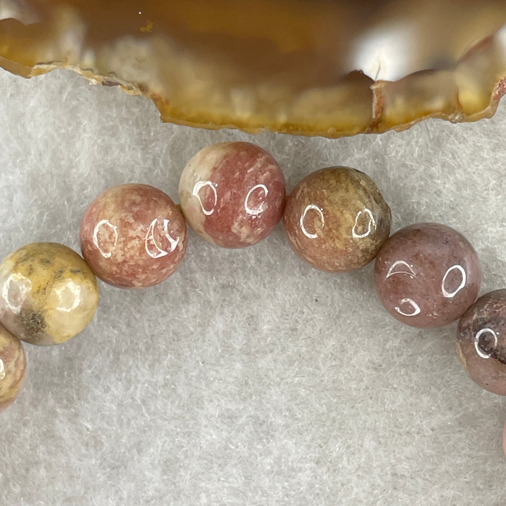 Natural Dark Pink Rhodonite Beads Bracelet 16.08g 14cm 8.1mm 22Beads - Huangs Jadeite and Jewelry Pte Ltd