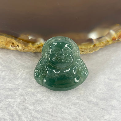 Type A Semi Icy Blueish Green Jadeite Milo Buddha Pendant 3.32g 22.2 by 22.2 by 3.7mm - Huangs Jadeite and Jewelry Pte Ltd