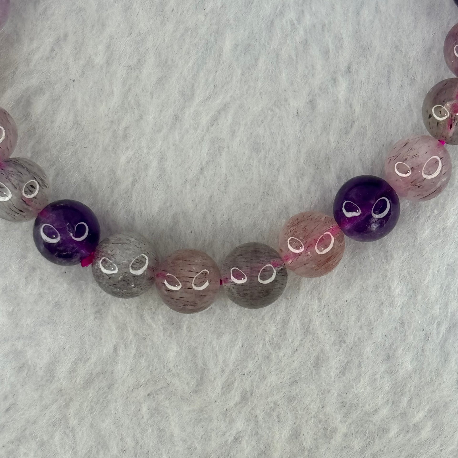 Natural Super 7 Beads Bracelet 17.72g 15.5cm 8.4mm 23 Beads - Huangs Jadeite and Jewelry Pte Ltd
