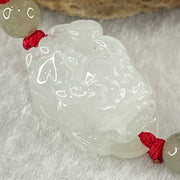 Type A Faint Lavender to White Jadeite Male Pixiu String Bracelet 7.96g 19.0 by 14.1 by 13.4mm - Huangs Jadeite and Jewelry Pte Ltd
