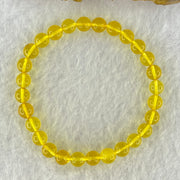 Natural Yellow Amber Beads with Inscription Bracelet 4.38g 15.5cm 6.7mm 28 Beads - Huangs Jadeite and Jewelry Pte Ltd