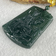 Grand Master Type A Icy Dark Blueish Green Samantabhadra Bodhisattva Guan Yin on Elephant and Flower Pendant 61.87g 57 by 41.6 by 5.6mm - Huangs Jadeite and Jewelry Pte Ltd