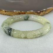 Type A Light Green with Moss Green Piao Hua Jadeite Dragon Bangle Internal Diameter 57.1mm 62.53g 11.5 by 12.4mm (Internal Line) - Huangs Jadeite and Jewelry Pte Ltd