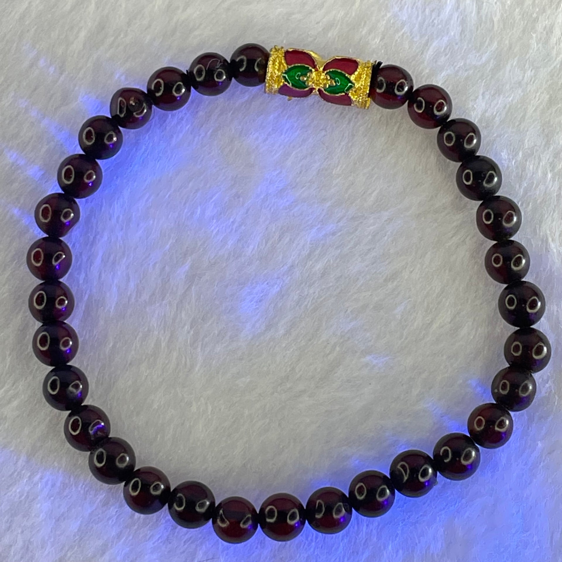 Natural Dark Blood Red Amber Beads Bracelet 天然血珀手链  3.95g 15cm 5.4mm 31 Beads - Huangs Jadeite and Jewelry Pte Ltd