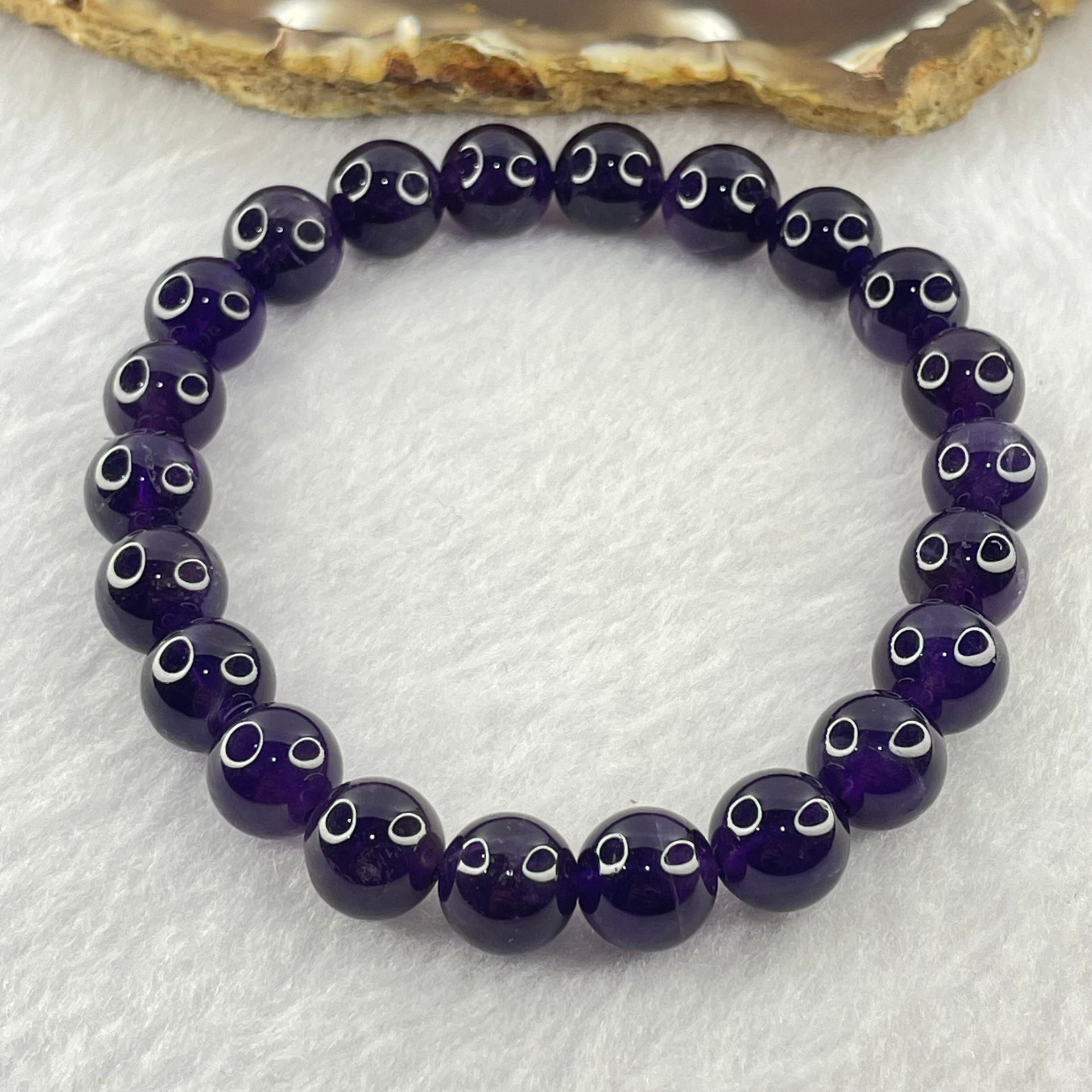 Good Grade Natural Amethyst Bracelet 23.21g 16.5cm 9.4mm 22 Beads - Huangs Jadeite and Jewelry Pte Ltd