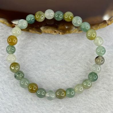 Type A Mixed Color Jadeite Beads Bracelet 12.39g 6.7 mm 28 Beads - Huangs Jadeite and Jewelry Pte Ltd