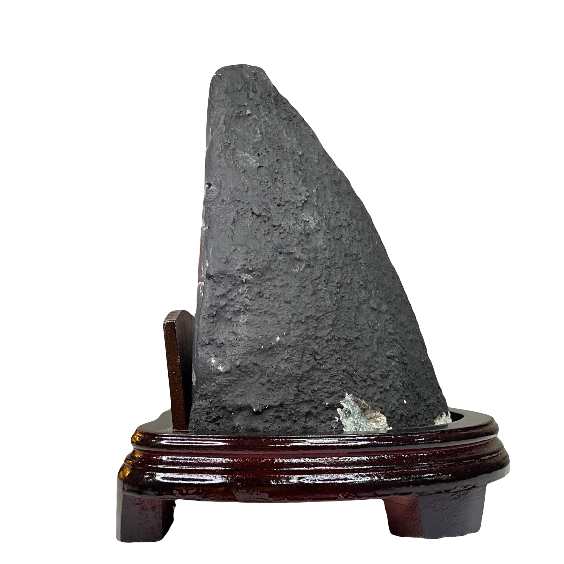 Natural Brazil Amethyst Cave with White Calcite 4.30kg with Wooden Stand 255.0 x 186.0 x 233.0mm - Huangs Jadeite and Jewelry Pte Ltd