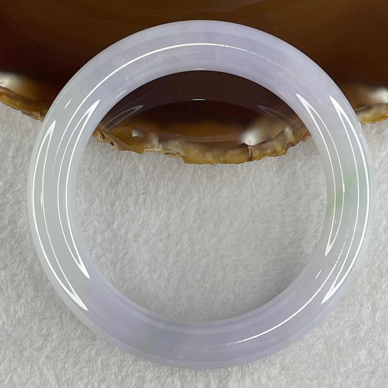 NGI Certified Good Grade Natural Type A Light Lavender with Faint Green Patches Jadeite Bangle 64.80g 324.57cts Inner Diameter 56.25mm External Diameter 78.00mm 10.8 by 11.0mm