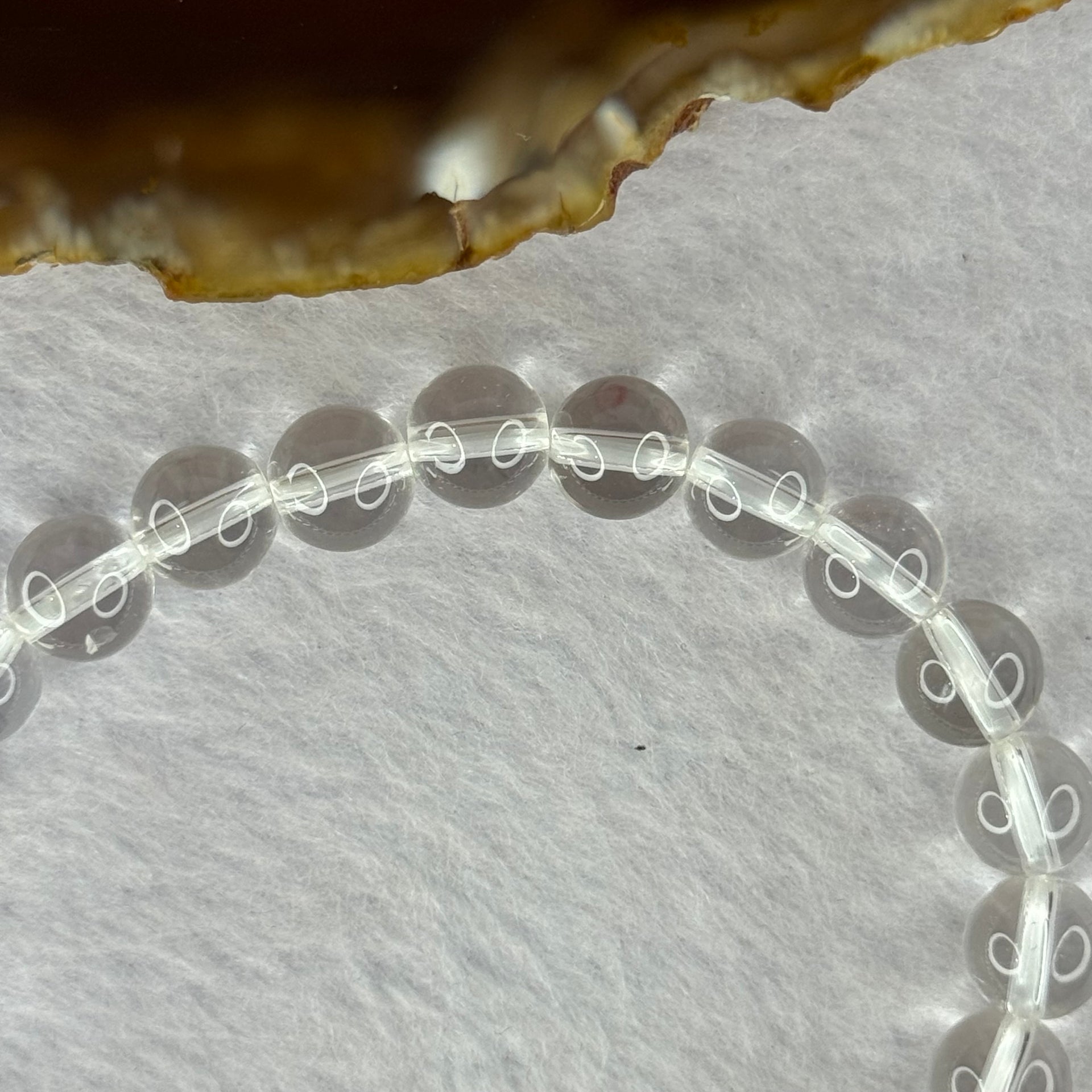 Natural Clear Quartz Bracelet 天然白水晶手链 18.56g 16.5cm 8.4mm 24 Beads - Huangs Jadeite and Jewelry Pte Ltd