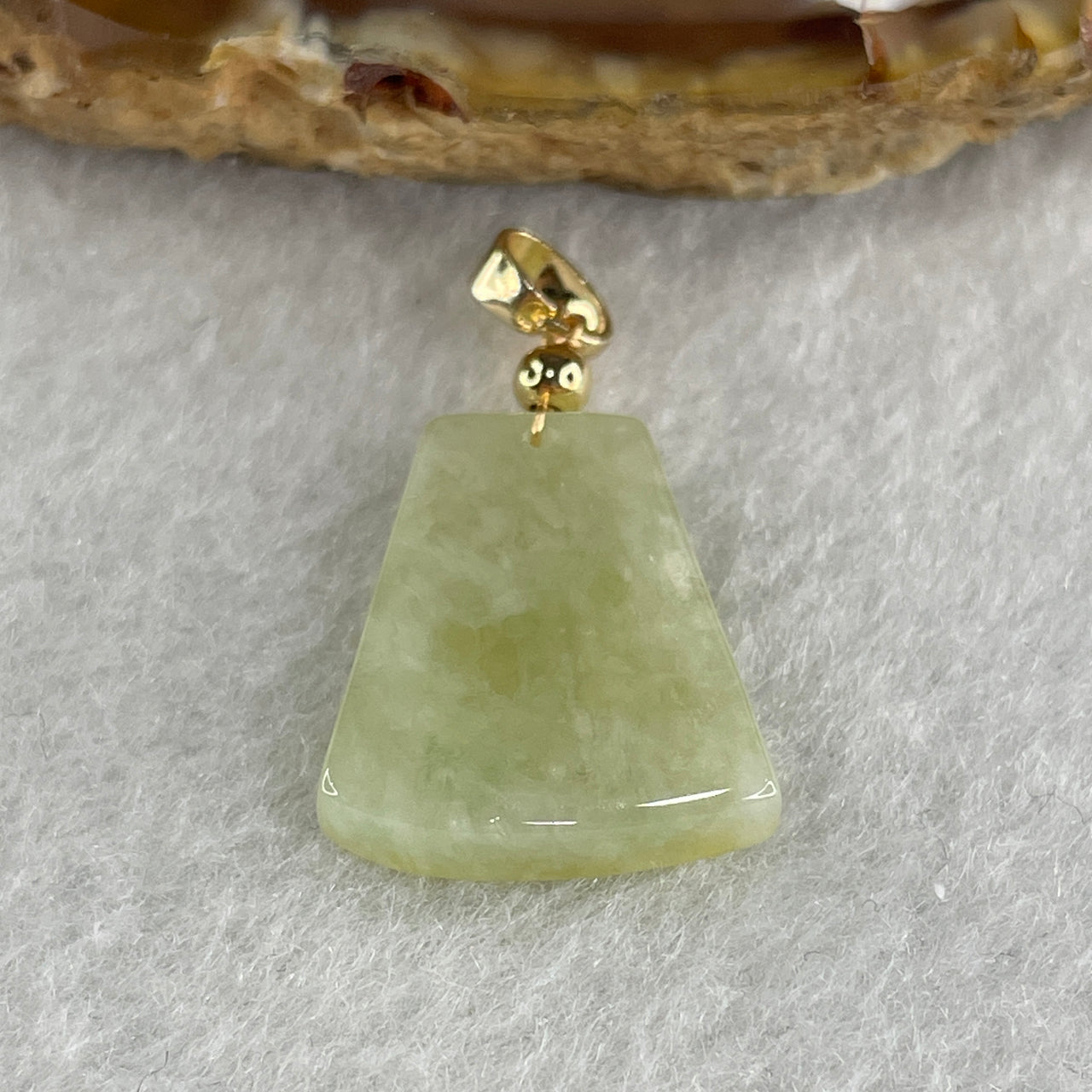 Type A Greenish Yellow Jadeite Wu Shi Pai Pendant 2.49g 18.7 by 15.6 by 3.2mm - Huangs Jadeite and Jewelry Pte Ltd