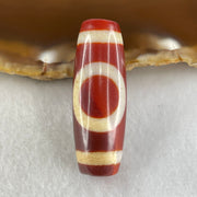 Natural Powerful Tibetan Old Oily Red White Agate One Eye Earth Element Dzi Bead Heavenly Master (Tian Zhu) 一眼土元素天珠 10.72g 37.5 by 13.5mm - Huangs Jadeite and Jewelry Pte Ltd