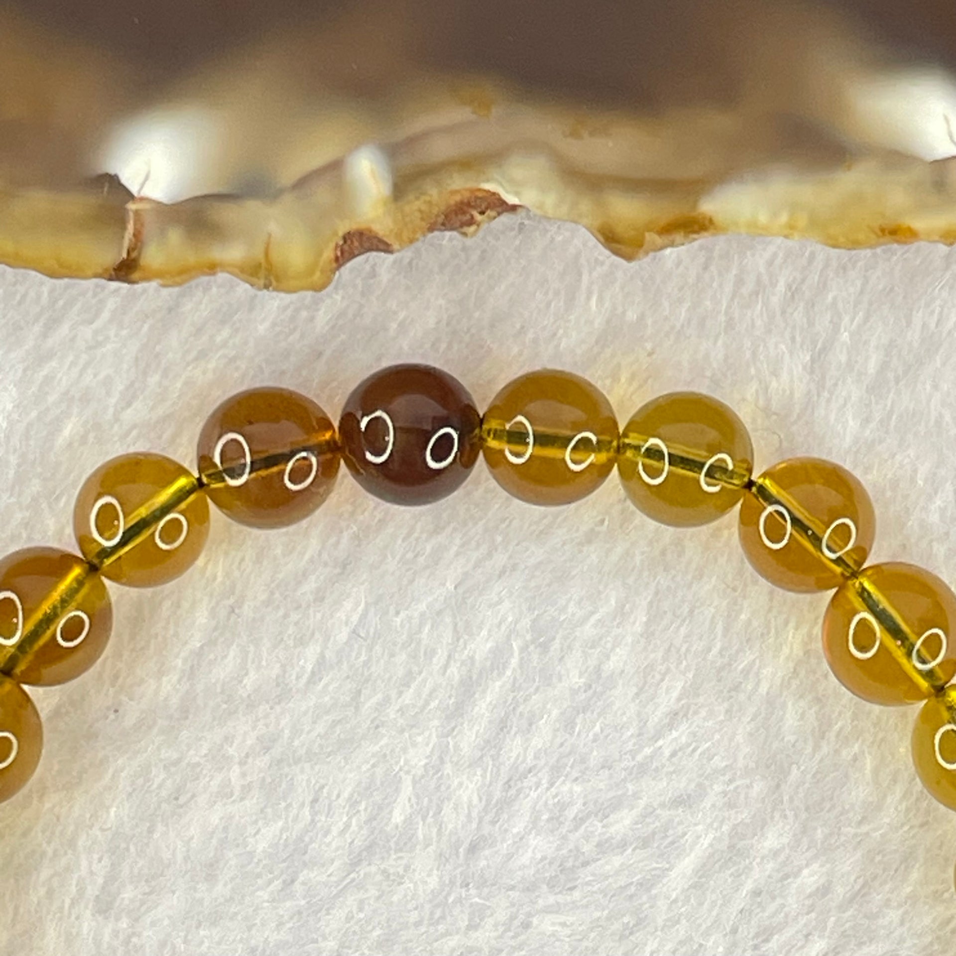 Natural Purple Honey Amber Beads Bracelet 天然紫蜜琥珀手链 3.41g 14cm 6.3mm 27 Beads - Huangs Jadeite and Jewelry Pte Ltd