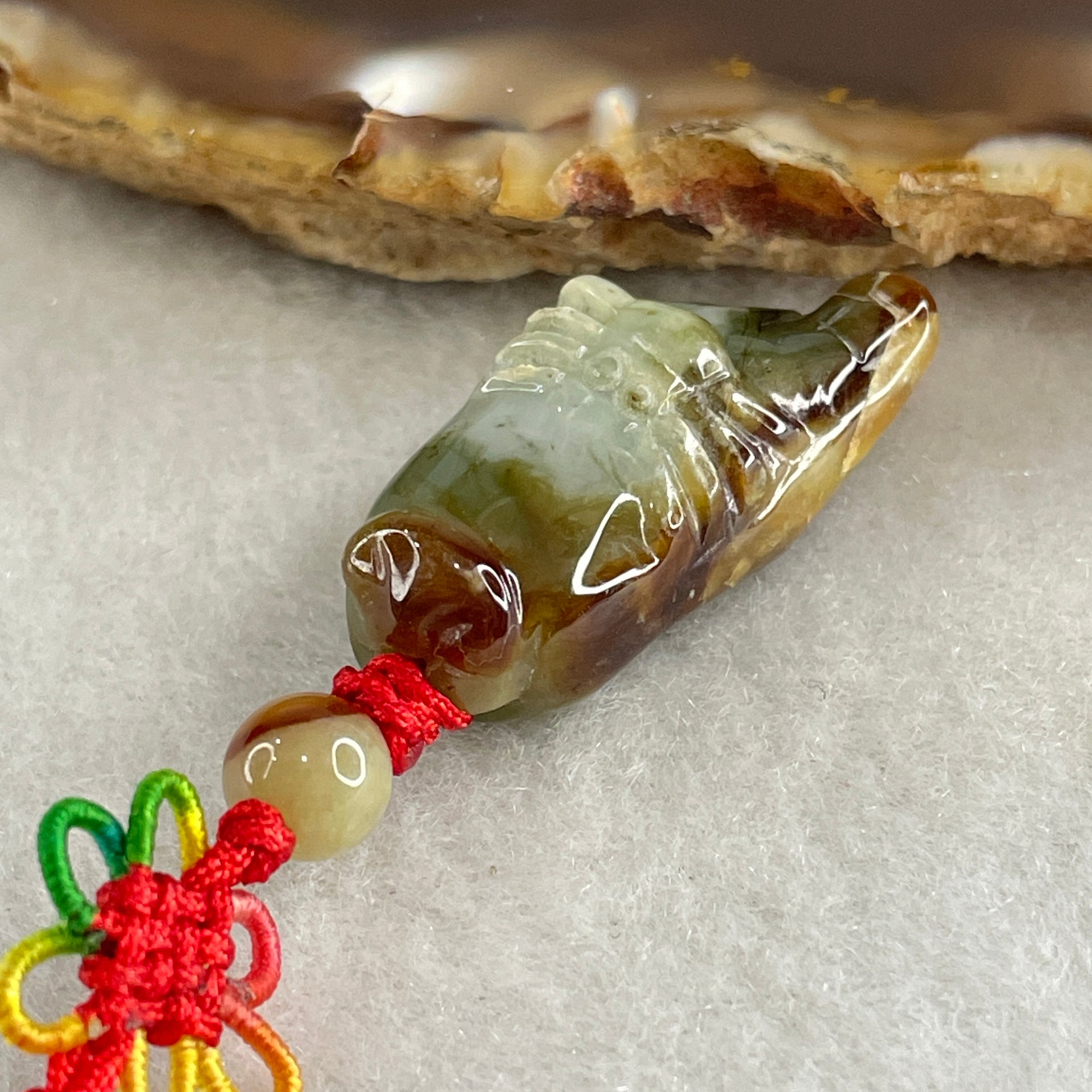 Natural Type A Brownish with Light Green Jadeite Spider on Foot Pendant 7.10g 26.8 by 13.8 by 10.0mm - Huangs Jadeite and Jewelry Pte Ltd