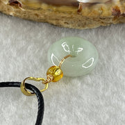 Type A Natural Faint Green Jadeite Ping An Kou Donut In String Necklace 2.68g 13.3 by 4.6mm - Huangs Jadeite and Jewelry Pte Ltd