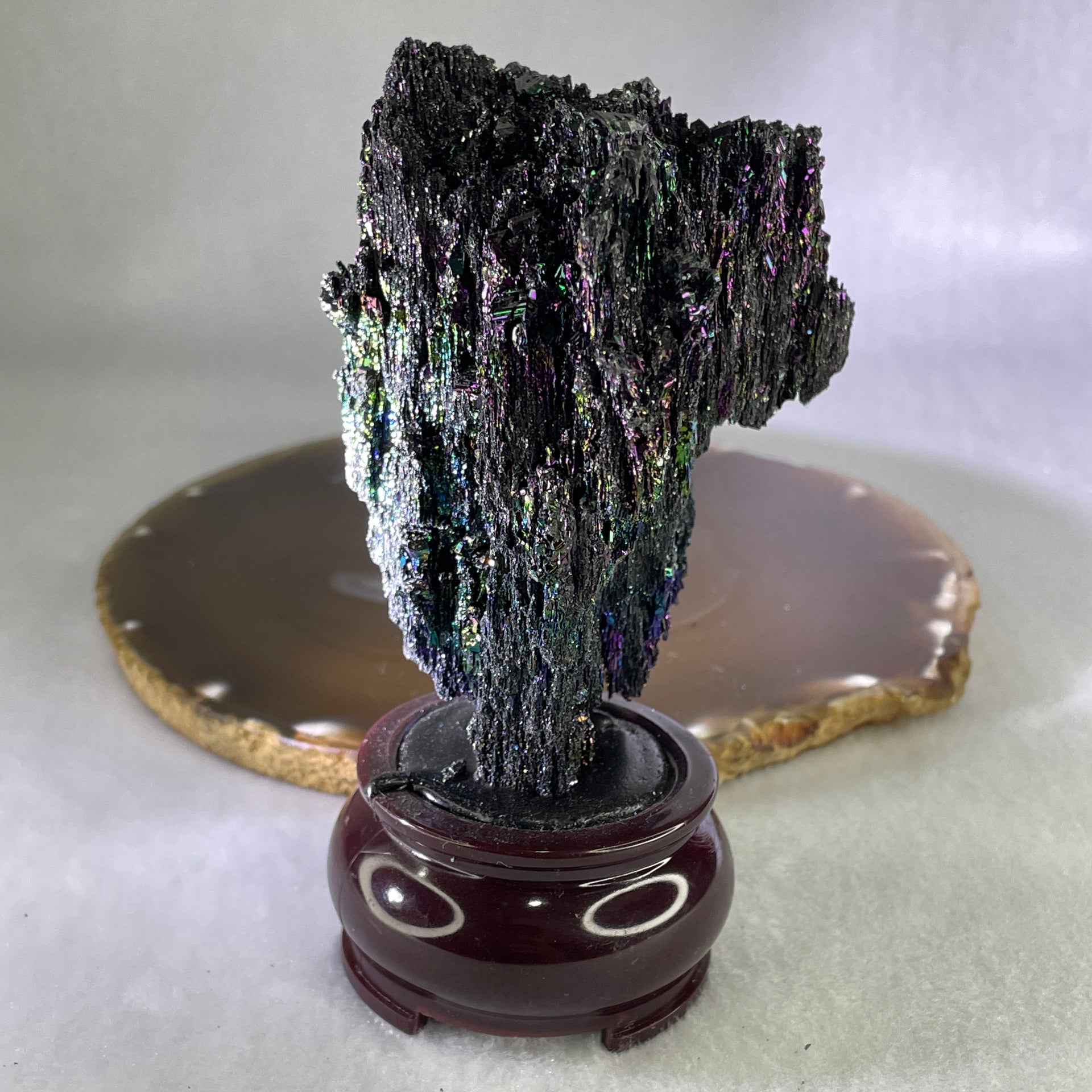 Natural-Black-Moissanite-Rough-Display-with-Wooden-Stand-206.78g-80.0-by-62.0-by-119.5mm