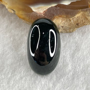 Type A Translucent Black Omphacite Jadeite Round Cabouchon Stone For Setting 1.27g 15.1 by 8.9 by 4.7mm - Huangs Jadeite and Jewelry Pte Ltd