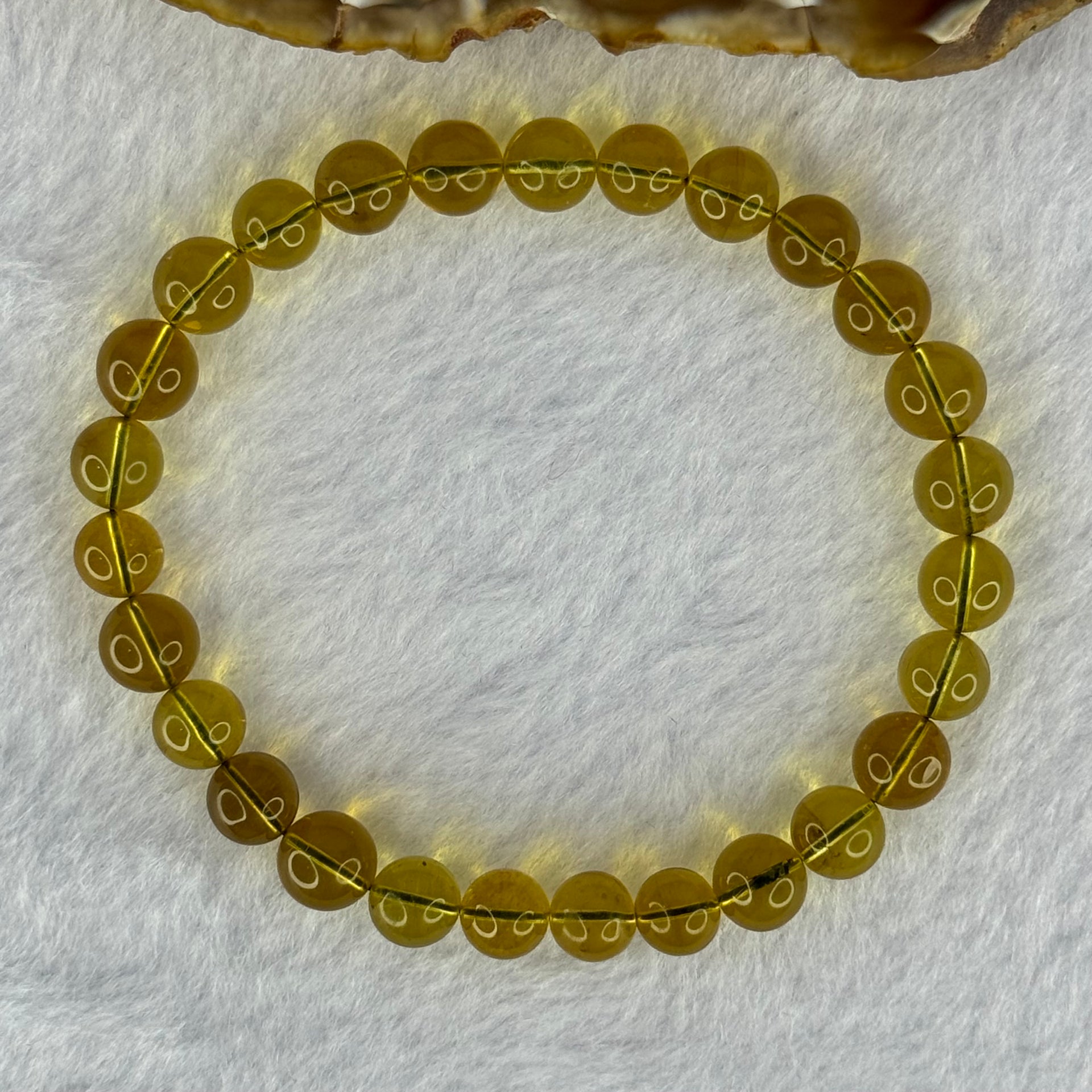 Natural Yellow Amber Beads Bracelet 6.18g 17cm 7.6mm 27 Beads - Huangs Jadeite and Jewelry Pte Ltd