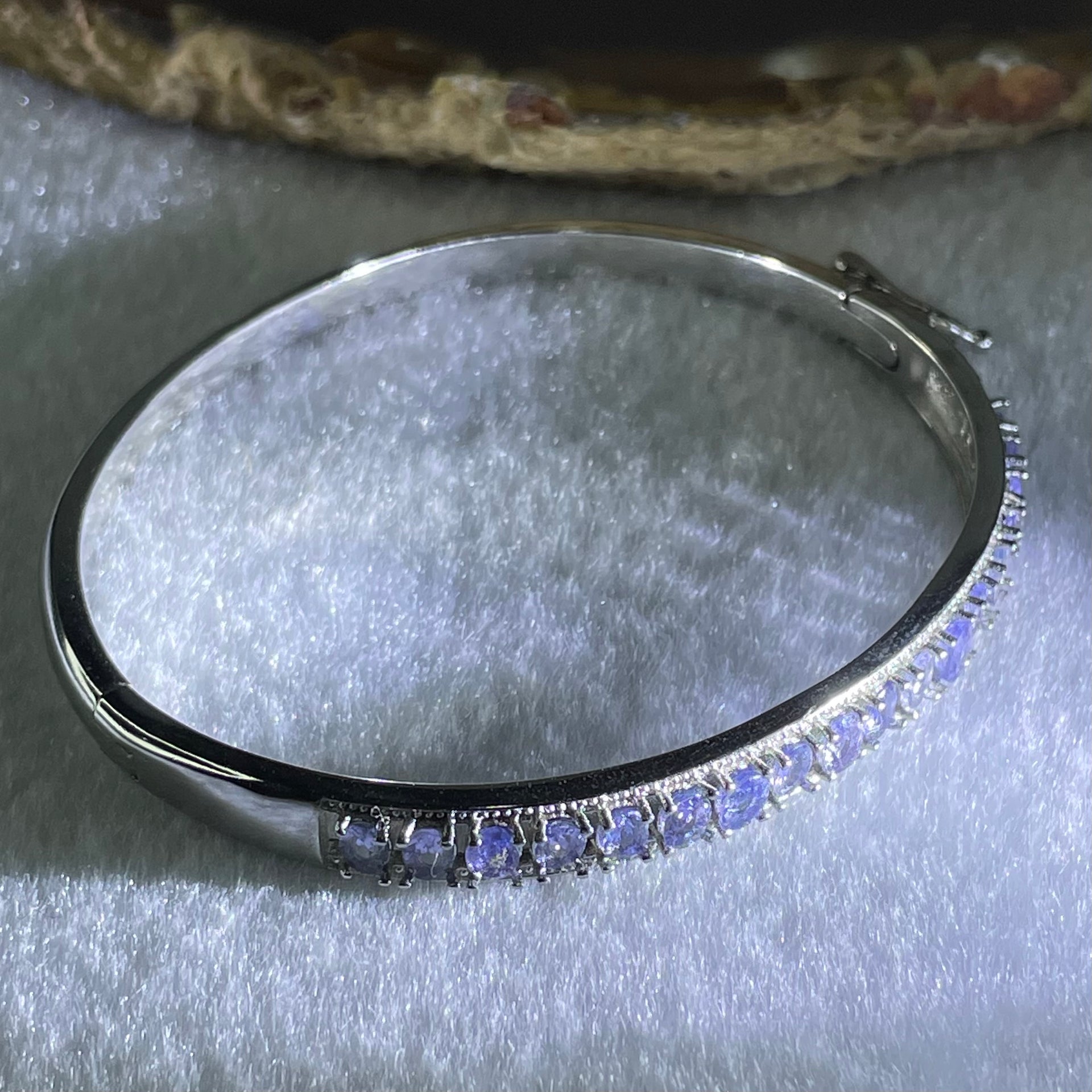 Natural Blue Topaz With Crystals in S925 Sliver Bracelet 12.96g 6.1 by 3.3mm - Huangs Jadeite and Jewelry Pte Ltd