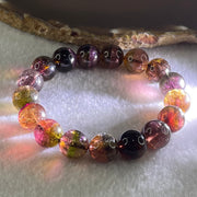 Good Grade special Dark Bi/Tri Color Natural Tourmaline Crystal Bracelet 电气石 37.34g 16cm 11.2mm 17 Beads - Huangs Jadeite and Jewelry Pte Ltd