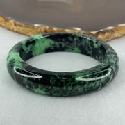 Type A Opaque to Slightly Translucent Dark Green with Apple and Emerald Green Jadeite Bangle Internal Diameter 56.0mm 75.24g 14.9 by 9.6mm (Slight Internal Lines) - Huangs Jadeite and Jewelry Pte Ltd