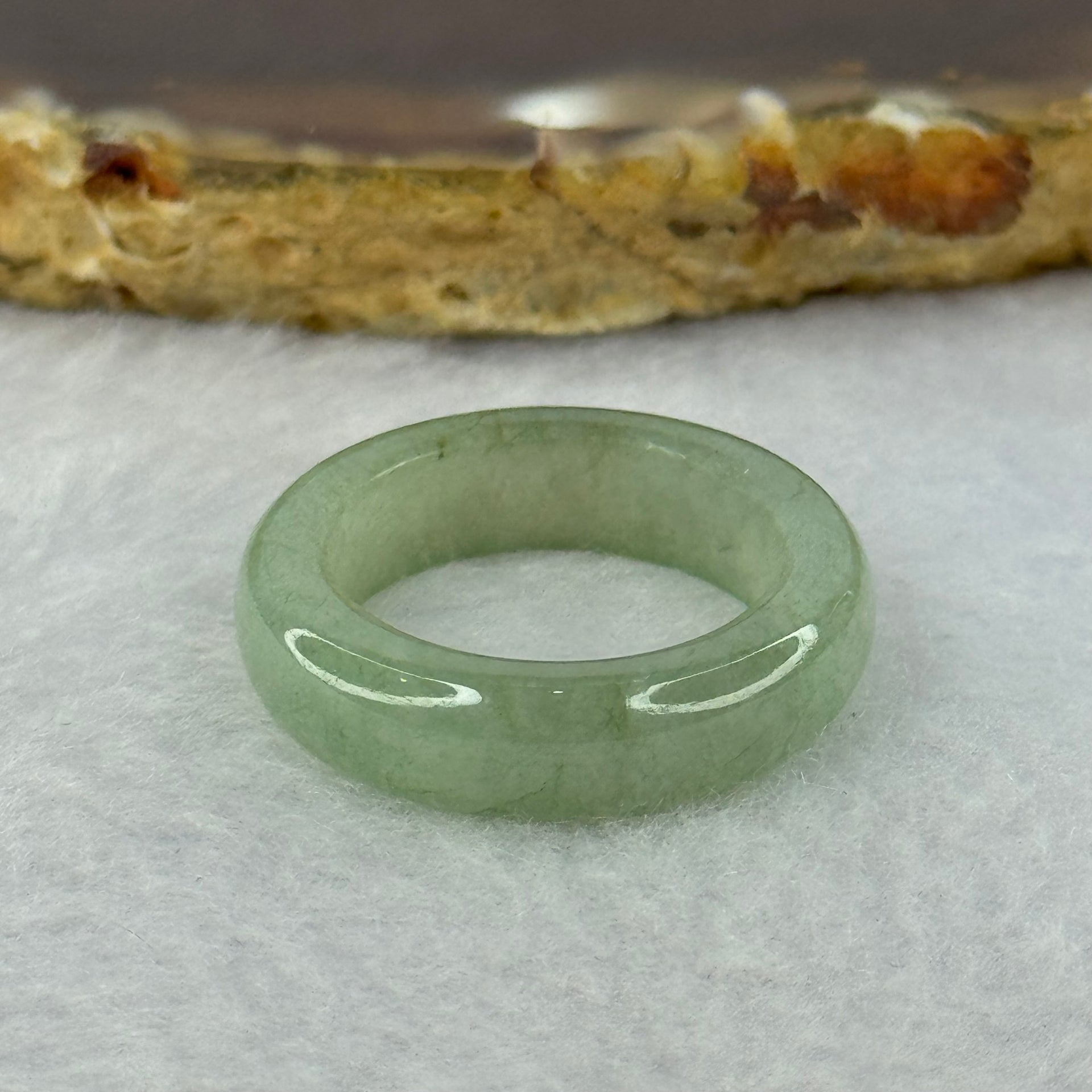 Type A Green Jadeite Ring 4.29g 6.1 by 4.0mm US7 HK15.5 - Huangs Jadeite and Jewelry Pte Ltd