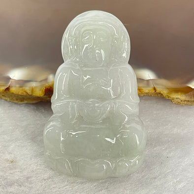 Type A Green Jadeite Guan Yin Pendant 8.81g  40.3 by 25.3mm by 5.5mm - Huangs Jadeite and Jewelry Pte Ltd