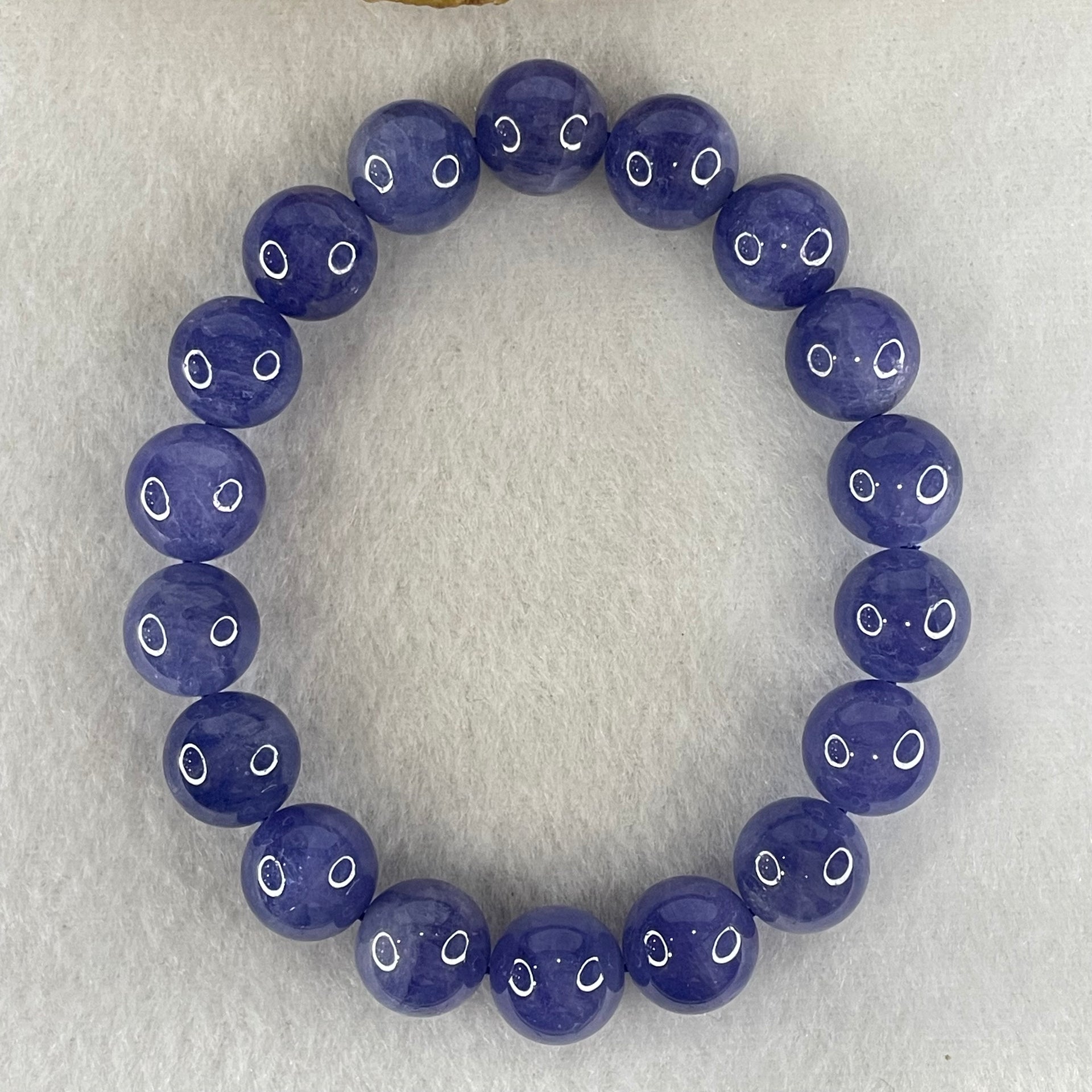 Above Average Grade Natural Blue Tanzanite Beads Bracelet 43.01g 16cm 11.2mm 18 Beads - Huangs Jadeite and Jewelry Pte Ltd