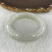Natural Type A Jelly Faint Green to White Jadeite Bangle 57.86g Inner Diameter 53.8mm 12.7 by 8.1mm (External and Internal Lines) - Huangs Jadeite and Jewelry Pte Ltd