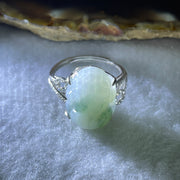 Type A White Jadeite Ring | Ethereal Floating Blueish-Green Flora (Piao Hua) | Master Hand-Carved Prosperity Pixiu | Solid S925 Sterling Silver Setting | Smart Adjustable Sizing (4.77g 18.5x12.7x6.5mm) - Huangs Jadeite and Jewelry Pte Ltd