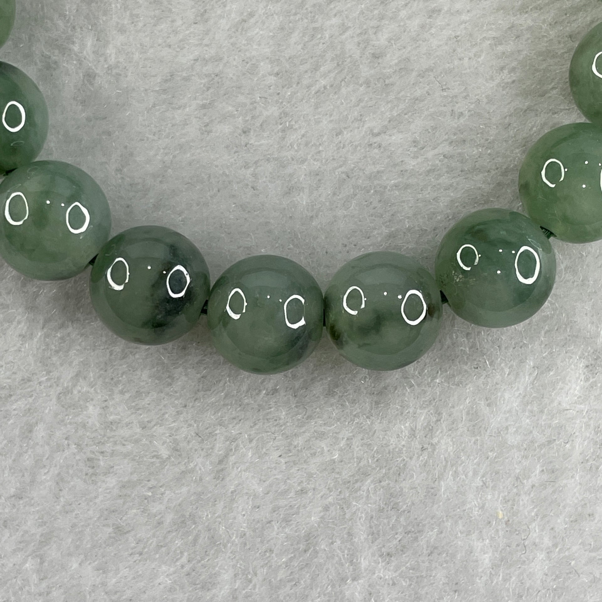 Certified Natural Type A Semi Icy Green with Blueish Green Fluorite Piao Hua Jadeite Beads Bracelet 32.882g 15cm 10.1mm 19Beads Perfect - Huangs Jadeite and Jewelry Pte Ltd