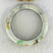Type A Green Lavender with Brown Yellow Patches Jadeite Carved Ruyi Bangle Internal Diameter 56.3mm 76.21g 13.8 by 10.5mm (Internal Lines) - Huangs Jadeite and Jewelry Pte Ltd