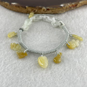 Natural Type A Yellowish Jadeite Money Bag Hulu Fu Butterfly in String Bracelet 8.79g 16-20cm 12.7 by 8.8 by 6.9mm - Huangs Jadeite and Jewelry Pte Ltd