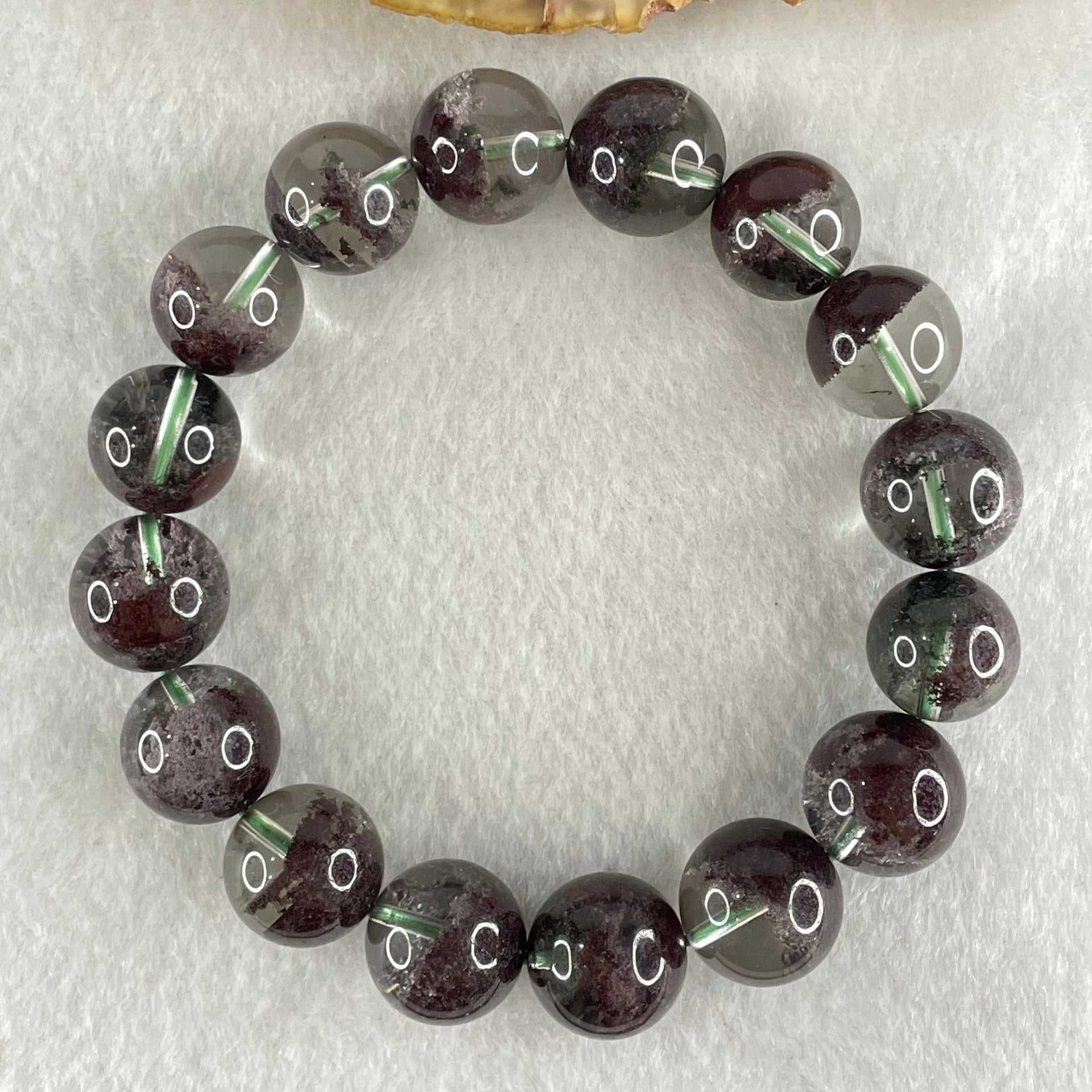 Good Grade Natural Red Phantom Quartz Beads Bracelet 53.77g 17cm 13.9mm 16 Beads - Huangs Jadeite and Jewelry Pte Ltd