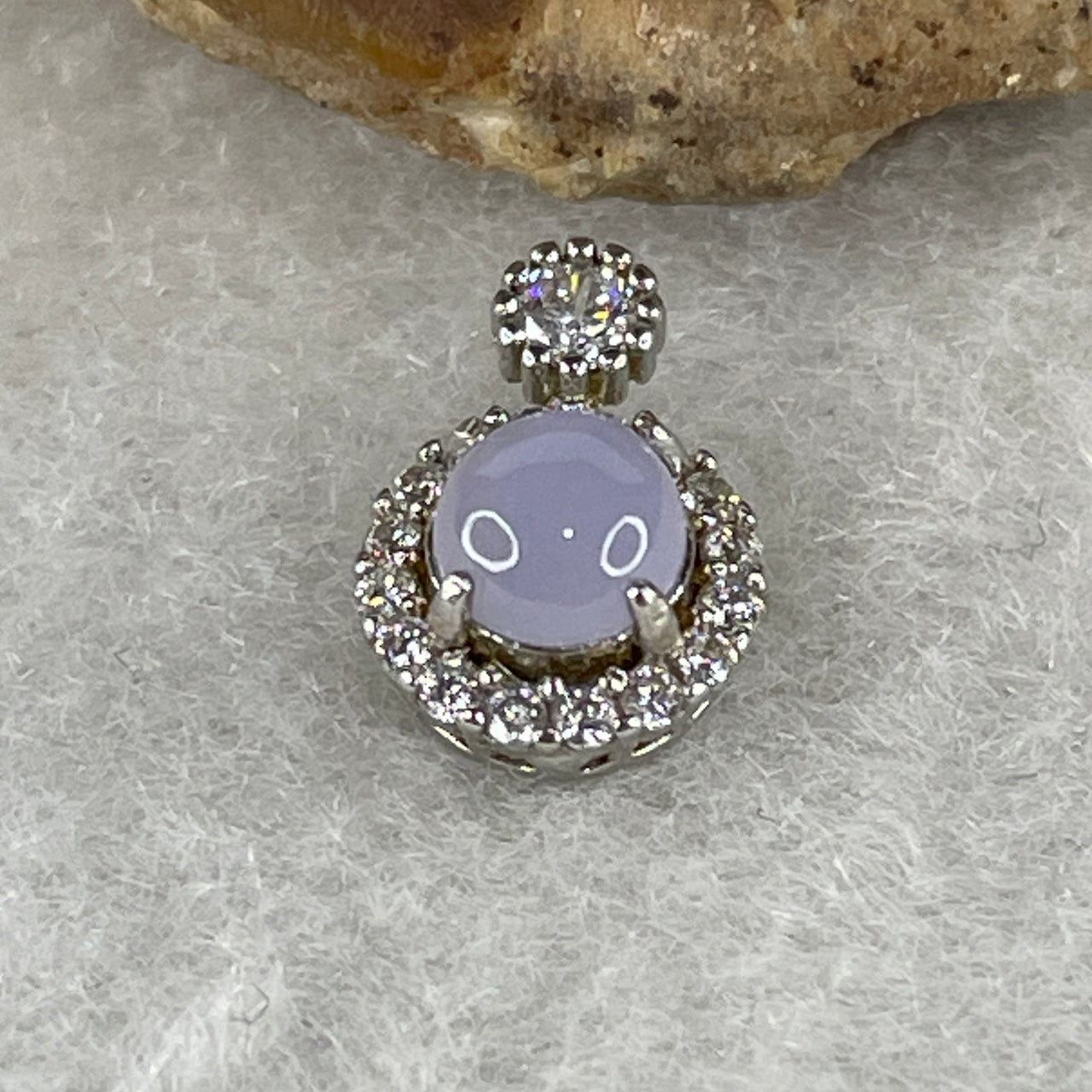 Type A Jelly Light Lavender Jadeite Minimalist Cabochon Pendant | Luminous Ice-Violet Dome | Solid S925 Sterling Silver Setting | Ethereal Dainty "Glow-Token" Fine Jewelry Charm (0.78g 4.9x3.0mm)