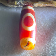 Natural Powerful Tibetan Old Oily Red White Agate One Eye Wood Element Dzi Bead Heavenly Master (Tian Zhu) 一眼木元素天珠 10.52g 38.1 by 13.3mm - Huangs Jadeite and Jewelry Pte Ltd