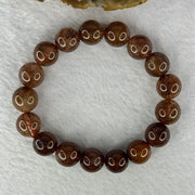 Natural Copper Rutilated Quartz Beads Bracelet 天然銅髮晶手镯 38.12g 17cm 12.1mm 17 Beads - Huangs Jadeite and Jewelry Pte Ltd