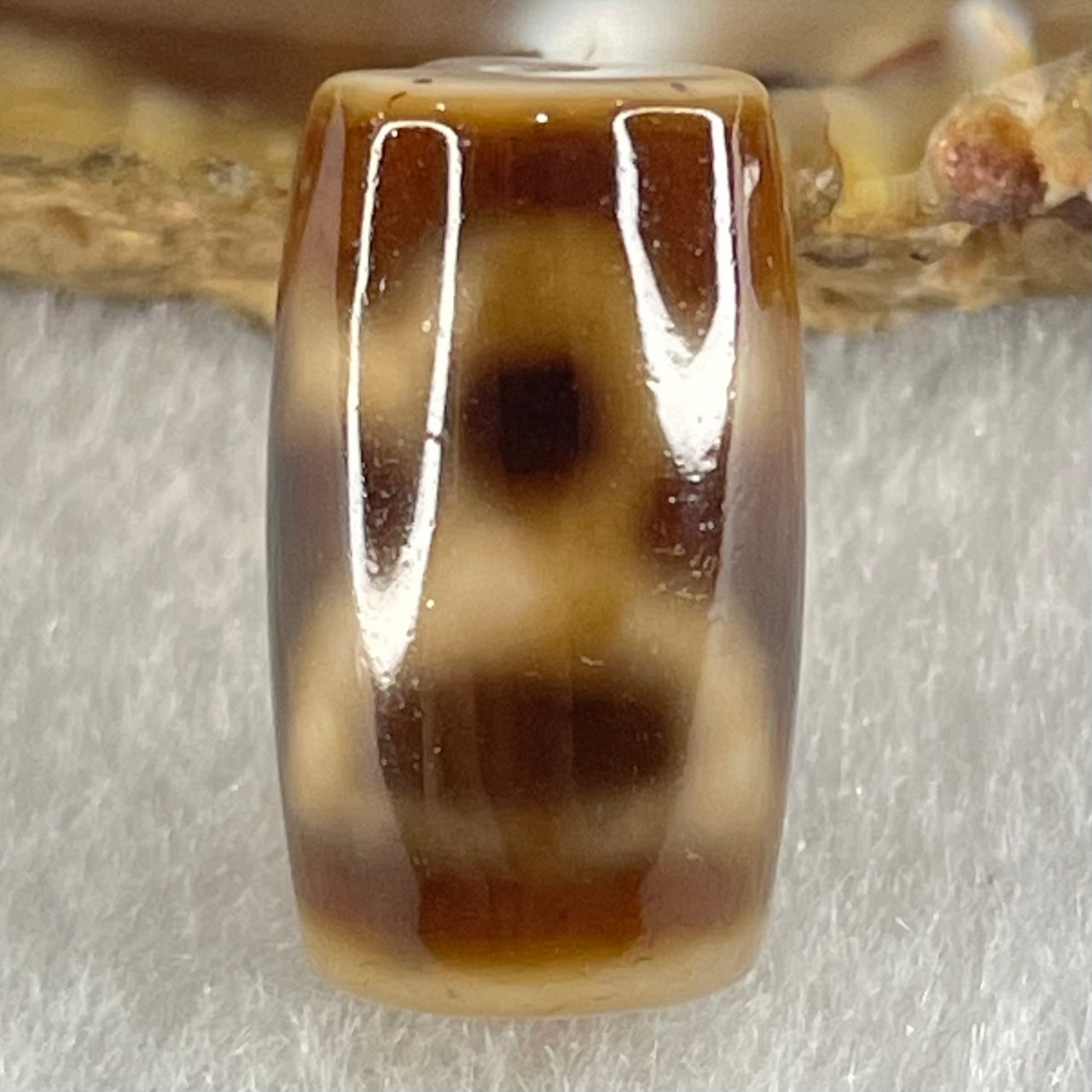 Natural Powerful Tibetan Old Oily Agate Double Cai Shen Dzi Bead Heavenly Master (Tian Zhu) 双财神长天珠 4.77g 19.8 by 11.7mm - Huangs Jadeite and Jewelry Pte Ltd
