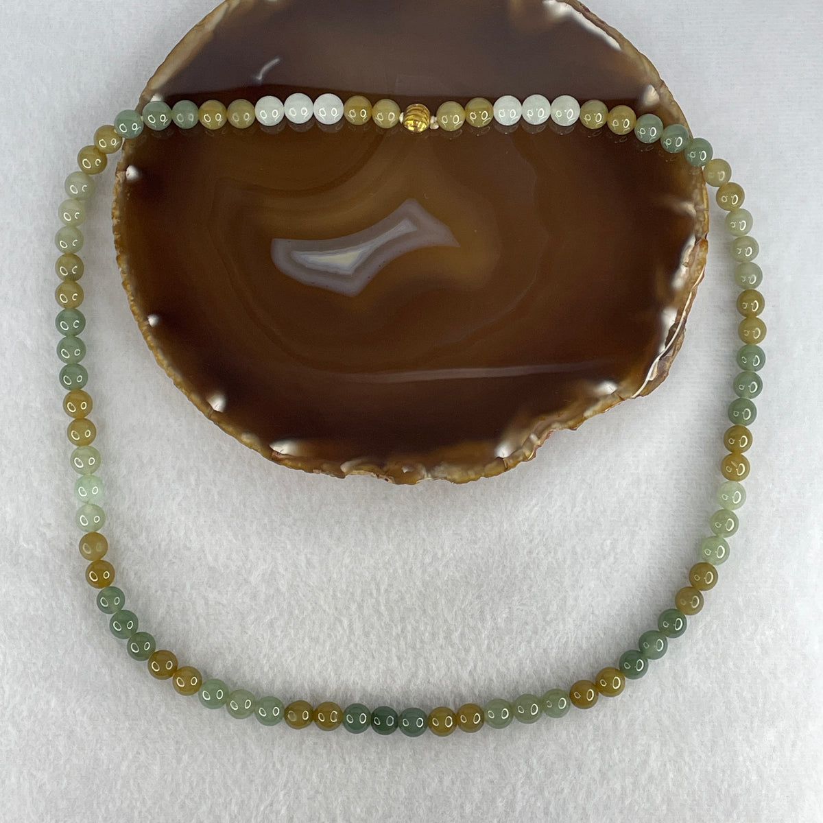 Natural Type A 3-Tone Green & Yellowish Jadeite Beads Necklace | 56cm Strand of 77 Beads 8.0mm (62.72g | Heart & Solar Plexus Harmony, Abundance & Vitality Shield)