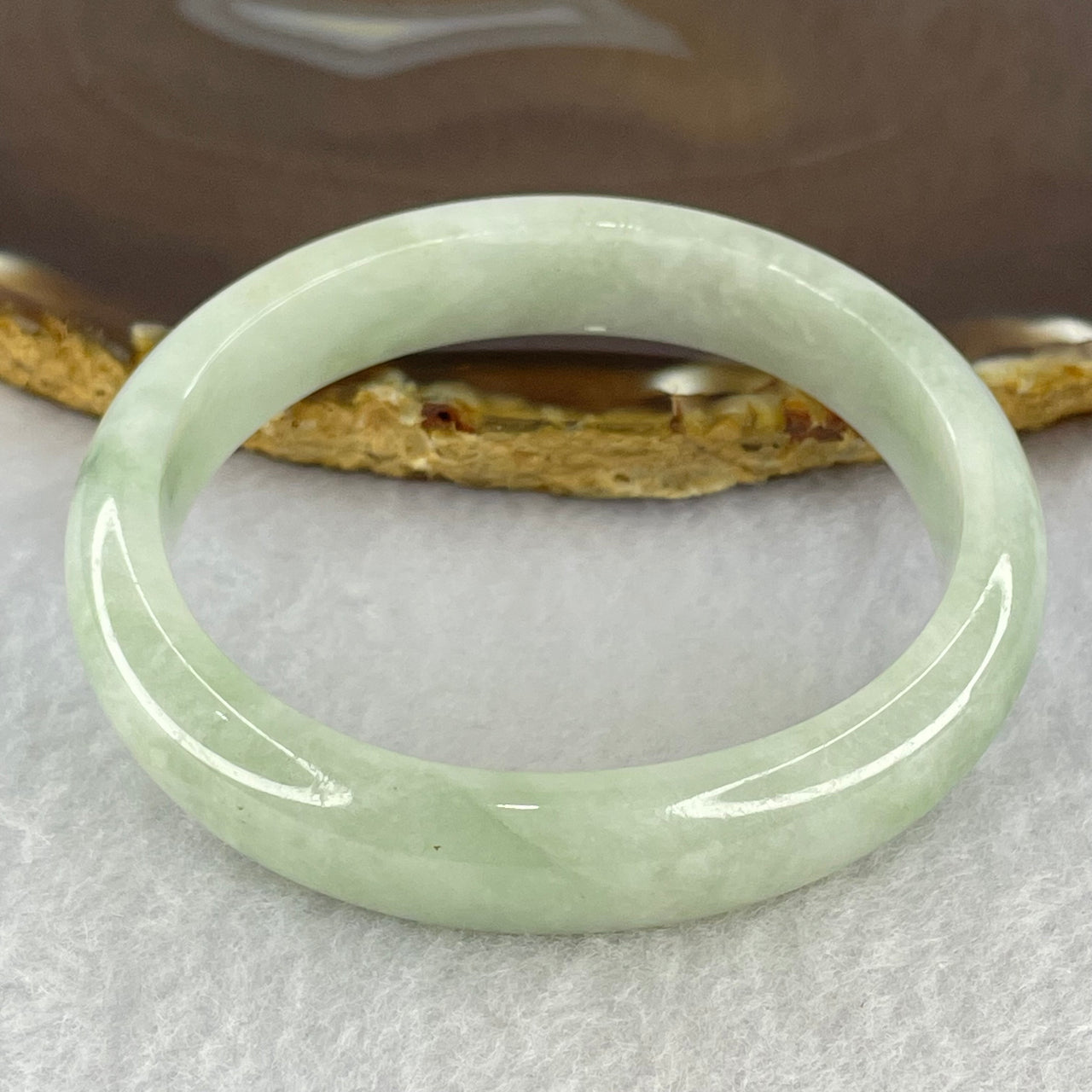 Type A Light Blueish Green Jadeite Bangle Internal Diameter 55.1mm 41.53g 12.2 by 7.2mm (Internal Lines) - Huangs Jadeite and Jewelry Pte Ltd