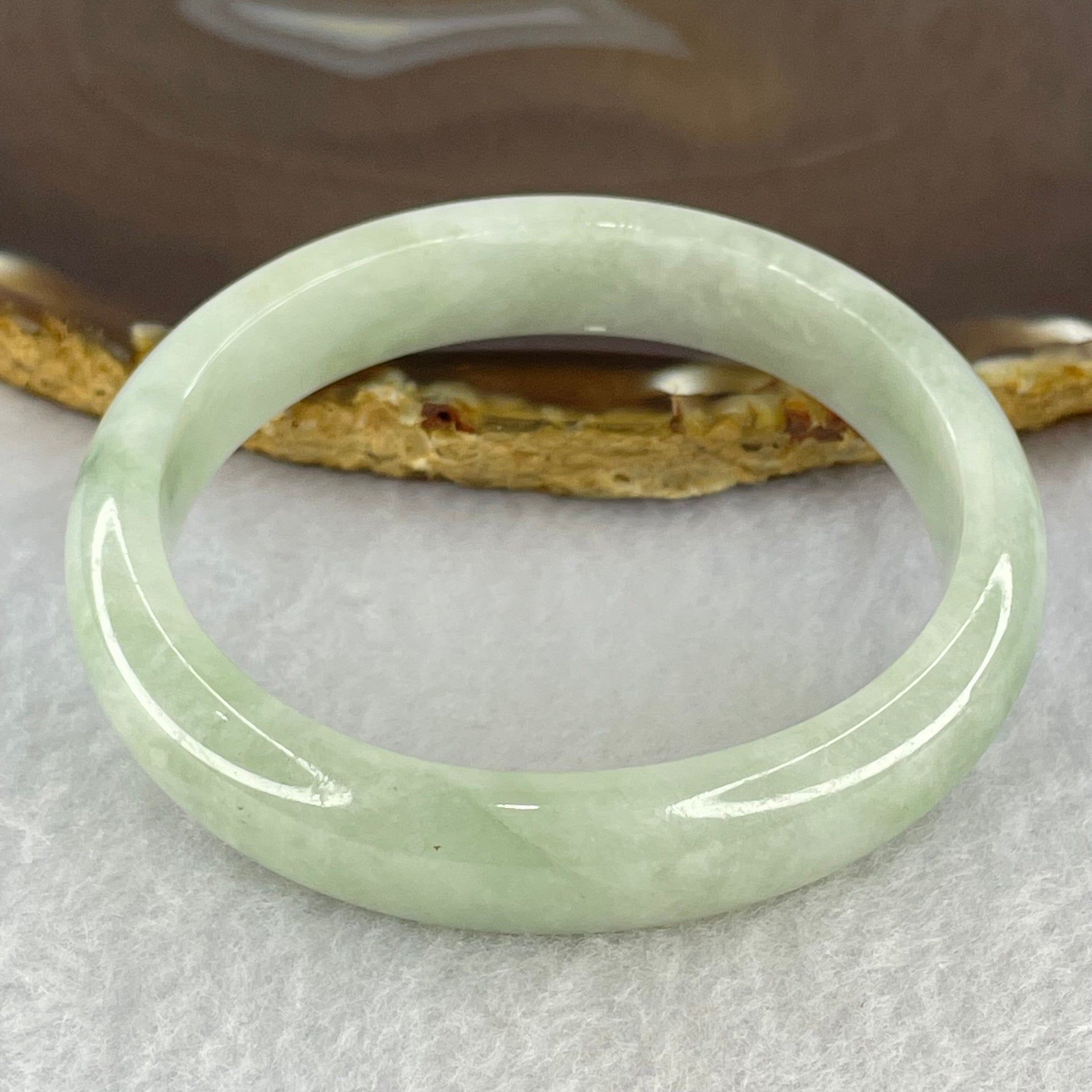 Type A Light Blueish Green Jadeite Bangle Internal Diameter 55.1mm 41.53g 12.2 by 7.2mm (Internal Lines) - Huangs Jadeite and Jewelry Pte Ltd