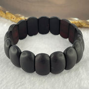 Natural Dark Matt Black Red Amber Shou Pai Bracelet 天然天翁琥珀手牌手链 17.85g 17.5cm 19.5 by 13.9 by 6.6mm 17pcs - Huangs Jadeite and Jewelry Pte Ltd