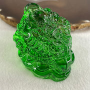 Natural Green Liuli 3 Legged Toad with Ancient Coin Display 140.22g 62.5 by 53.0 by 46.5mm - Huangs Jadeite and Jewelry Pte Ltd