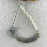 Natural Type A Semi Icy Wuji Grey Jadeite Ruyi with Flower and Butterfly Necklace 12.14g 50.1 by 12.6 by 3.9mm - Huangs Jadeite and Jewelry Pte Ltd