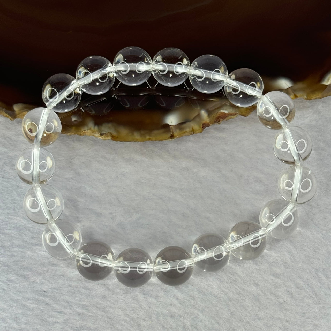 Natural Clear Quartz Bracelet 天然白水晶手链 30.43g 17cm 10.6mm 19 Beads - Huangs Jadeite and Jewelry Pte Ltd