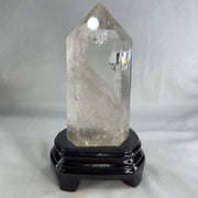 Natural Clear Quartz Tower with Wooden Stand Display 1188.6g 118.0 by 886 by 185.0mm - Huangs Jadeite and Jewelry Pte Ltd