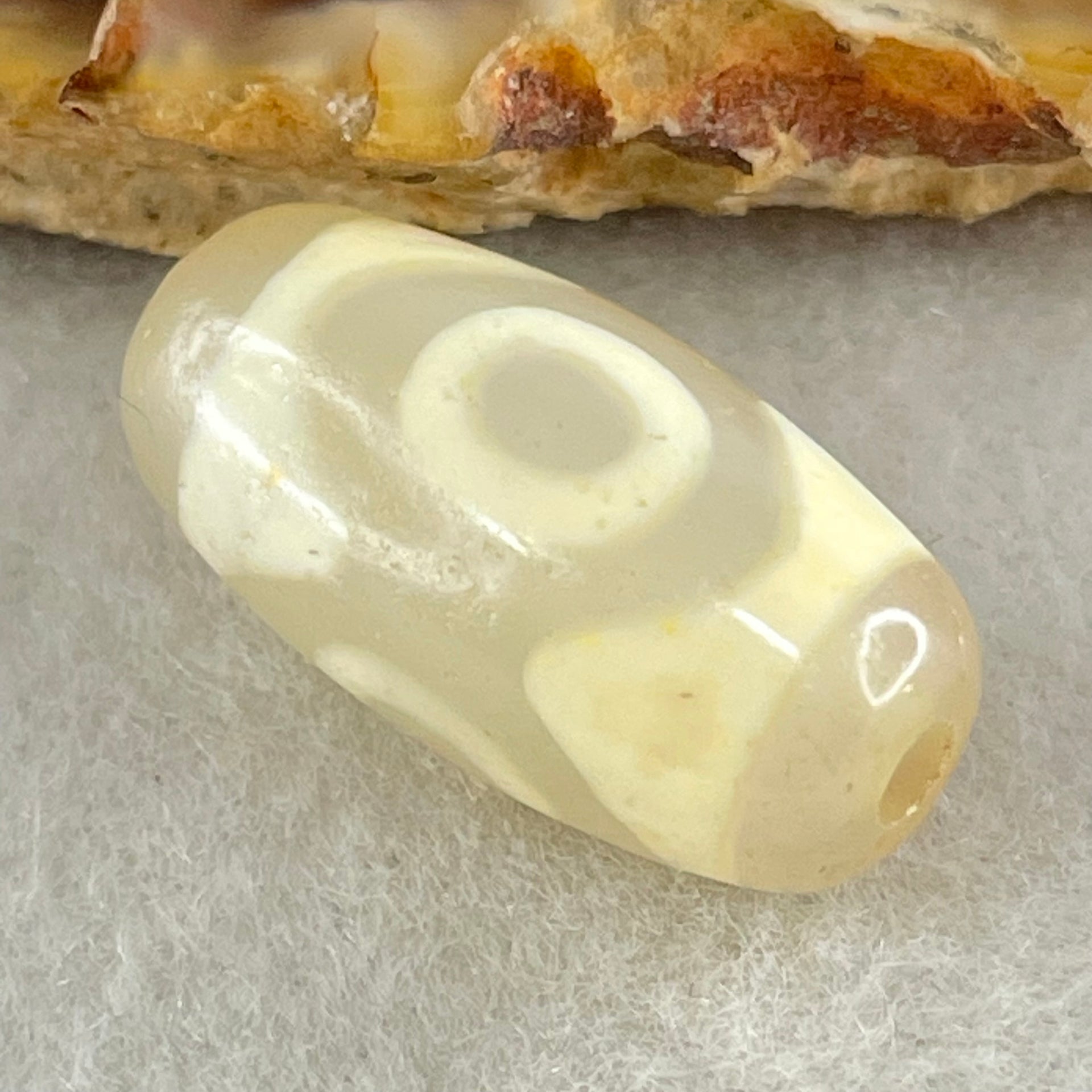 Natural Powerful Tibetan Old Oily Agate 3 Eyes Dzi Bead Heavenly Master (Tian Zhu) 三眼天诛 3.17g 20.1 by 10.4mm - Huangs Jadeite and Jewelry Pte Ltd